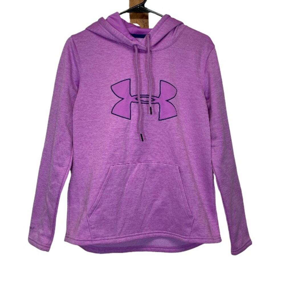 Under Armour Heather Pink Long Sleeve Hooded Pullover Sweatshirt Size M - Picture 1 of 6